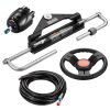 VEVOR 150HP Hydraulic Outboard Steering Kit, Marine Boat Hydraulic Steering System with 13.5-inch Steering Wheel, Helm Pump