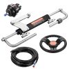 VEVOR 90HP Hydraulic Outboard Steering Kit, Marine Boat Hydraulic Steering System with 13.5-inch Steering Wheel, Helm Pump