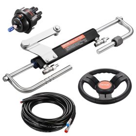 VEVOR 90HP Hydraulic Outboard Steering Kit, Marine Boat Hydraulic Steering System with 13.5-inch Steering Wheel, Helm Pump