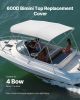 4 Bow Boat Bimini Tops 96"Lx(97"-103")W Awning Top Replacement Light Grey