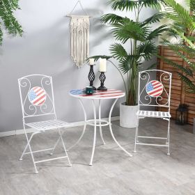 3 Pieces Patio Folding Bistro Set (Option: white, blue, red-1100x290x710 mm)