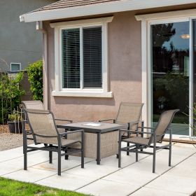 5 Piece Garden Patio Dining Set (Option: Beige-640x635x425 mm)