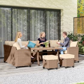 6 Piece Patio Furniture Set (Option: Khaki-1330x170x800 mm)