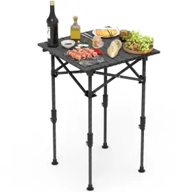 Portable Folding Camping Table With Adjustable Height Rustproof Carbon Steel Foldable Roll-Up Camping Table For Picnic Camping Hiking Beach BBQ (Option: SSizeNoNet)